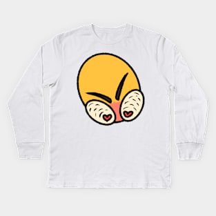 Angry love heart eyes cursed emoji Kids Long Sleeve T-Shirt